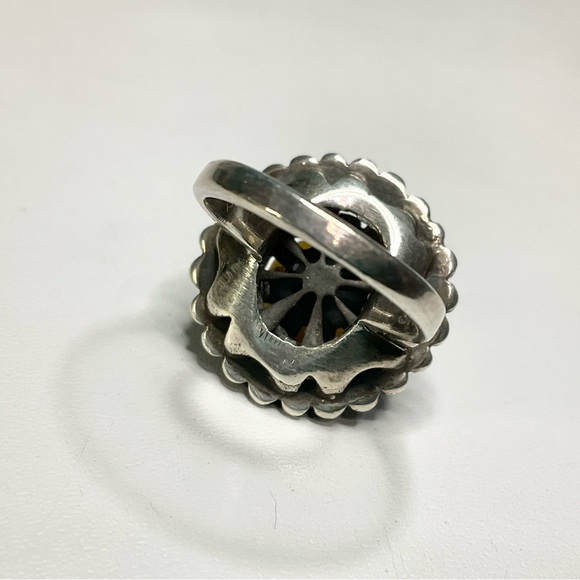 Vintage Amber Sterling Silver Ring SZ 7 - Picture 5 of 8